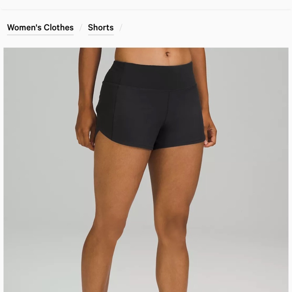 Lululemon black sped up shorts 3 inch- size 2